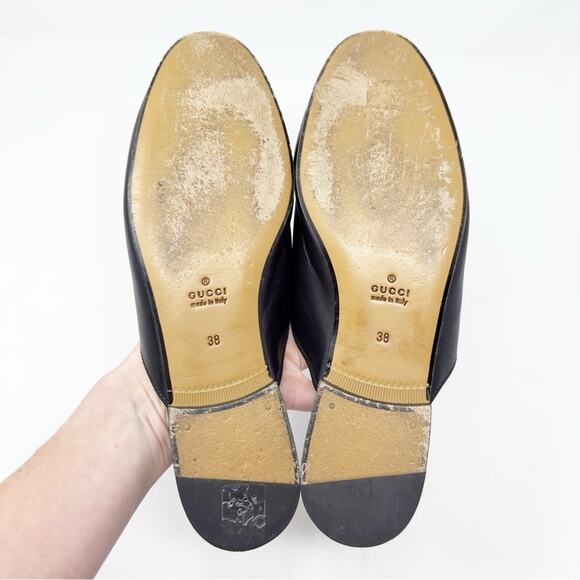 Gucci Princetown Black Leather Horsebit Mules Loafers Size 38 - Picture 7 of 12